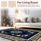 Elaborate Golden Floral Border Design Rug