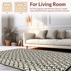Abstract Black Interlocking Geometric Design Rug