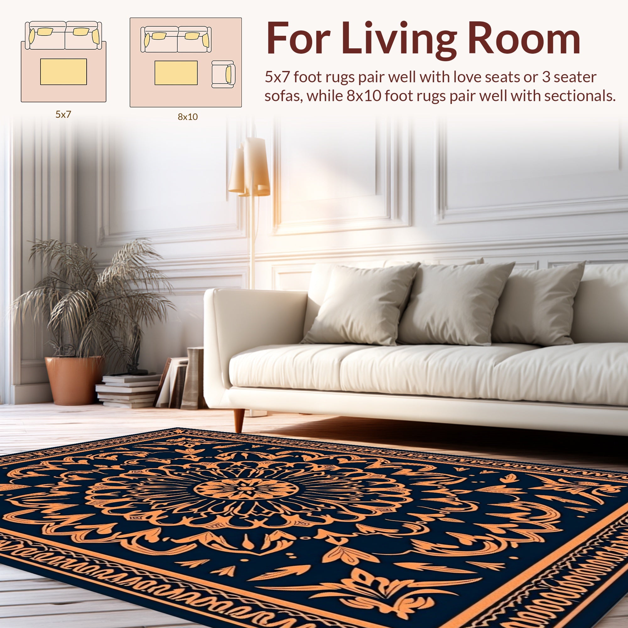 Ornate Floral Mandala Pattern Rug