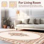 Elegant Floral Scroll Oval Rug