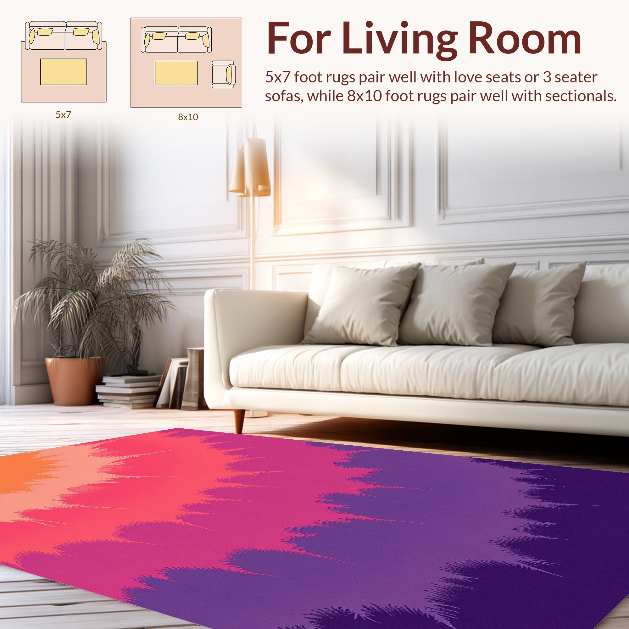 Fuzzy Gradient Sunburst Pattern Rug