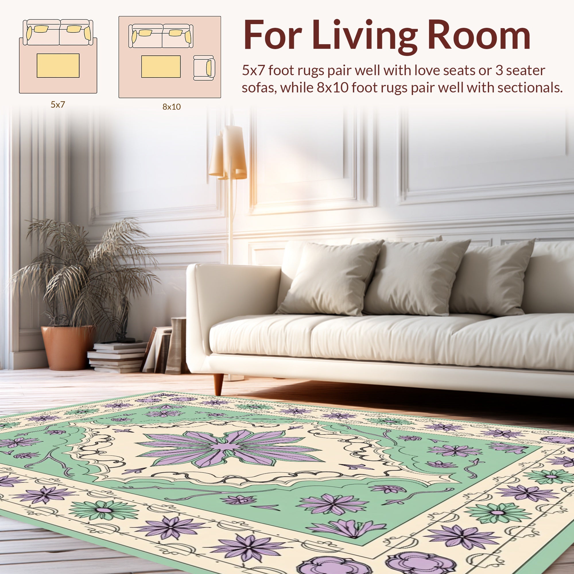 Pastel floral symmetry decorative Rug
