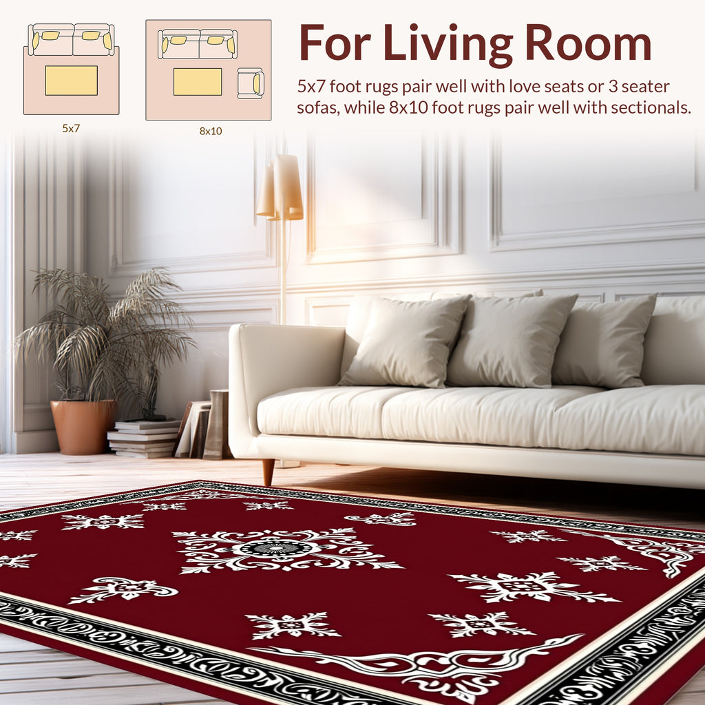 Classic Red Floral Intricate Pattern Rug