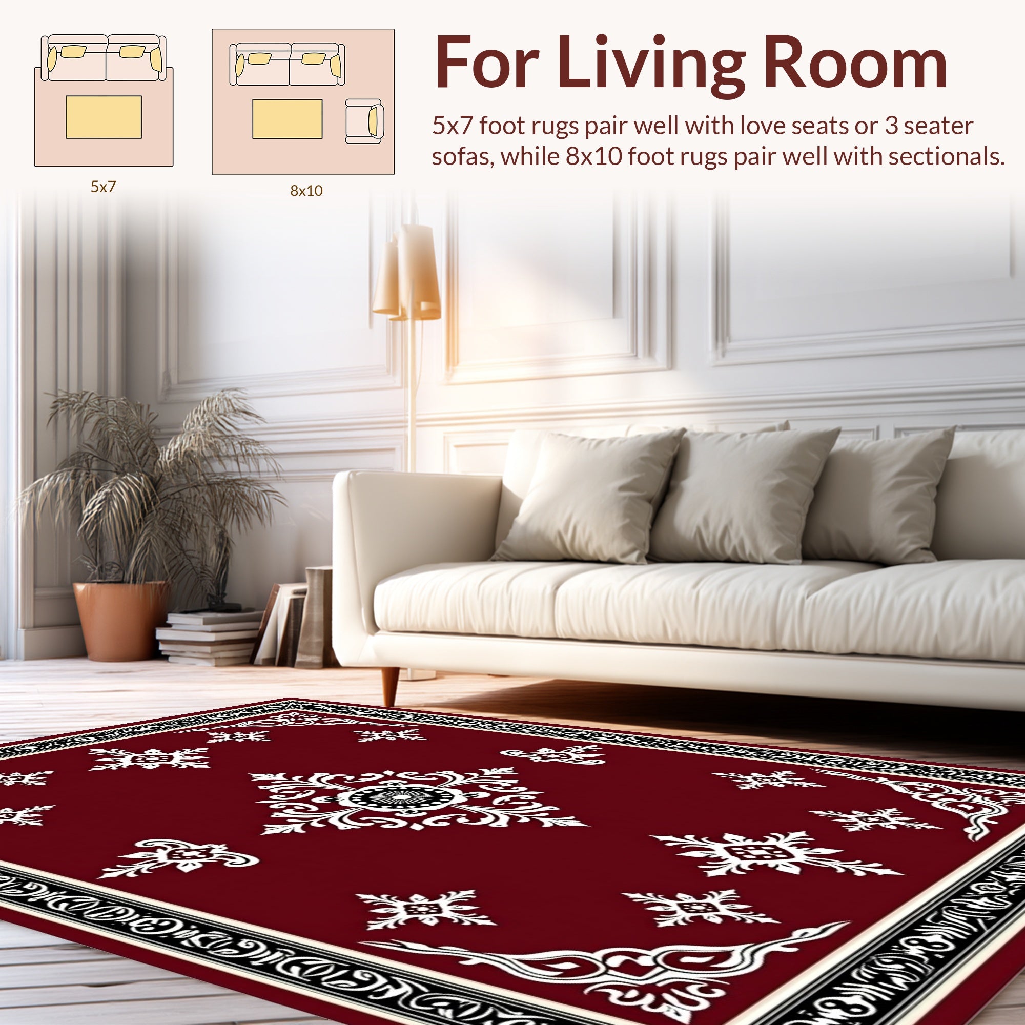 Classic Red Floral Intricate Pattern Rug