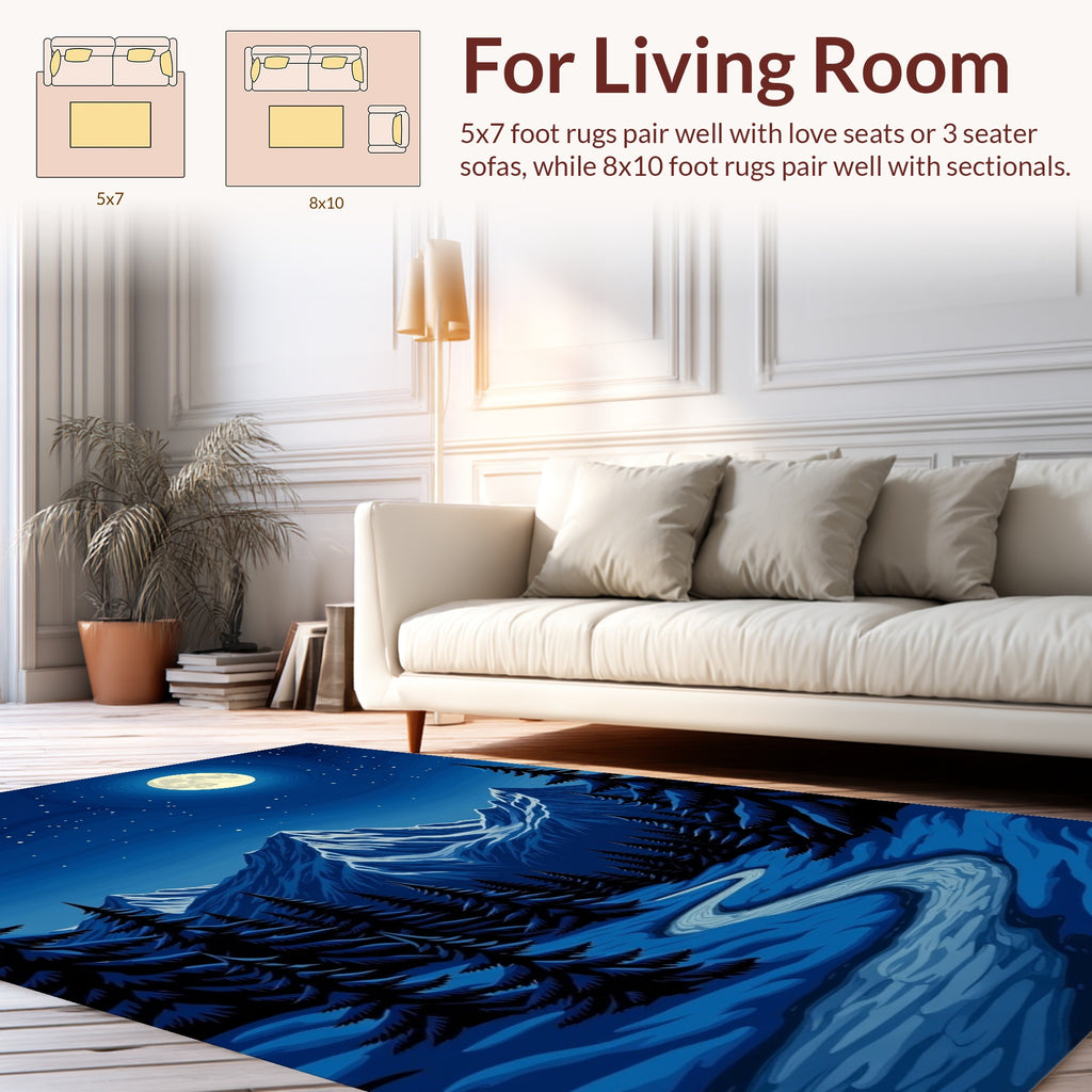 Midnight Mountain Scene With River Rug