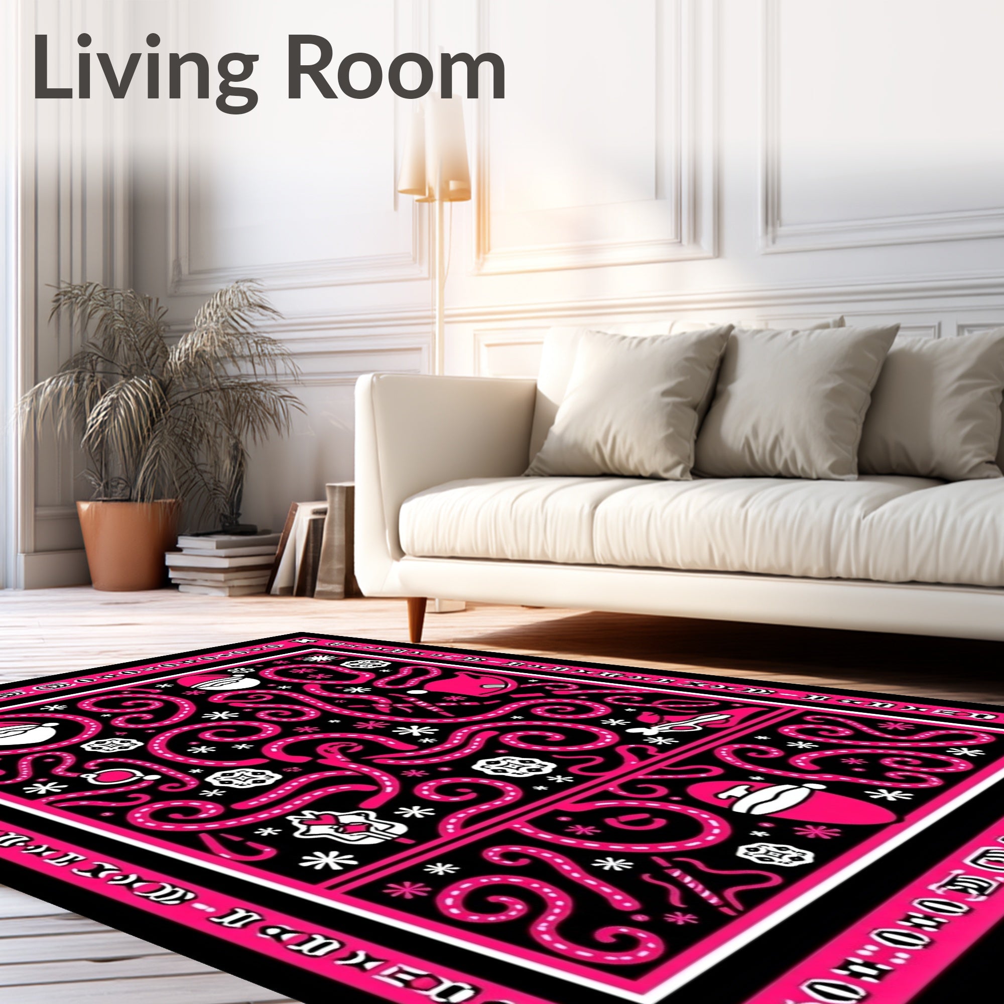 Bold hot pink Santa swirls Rug