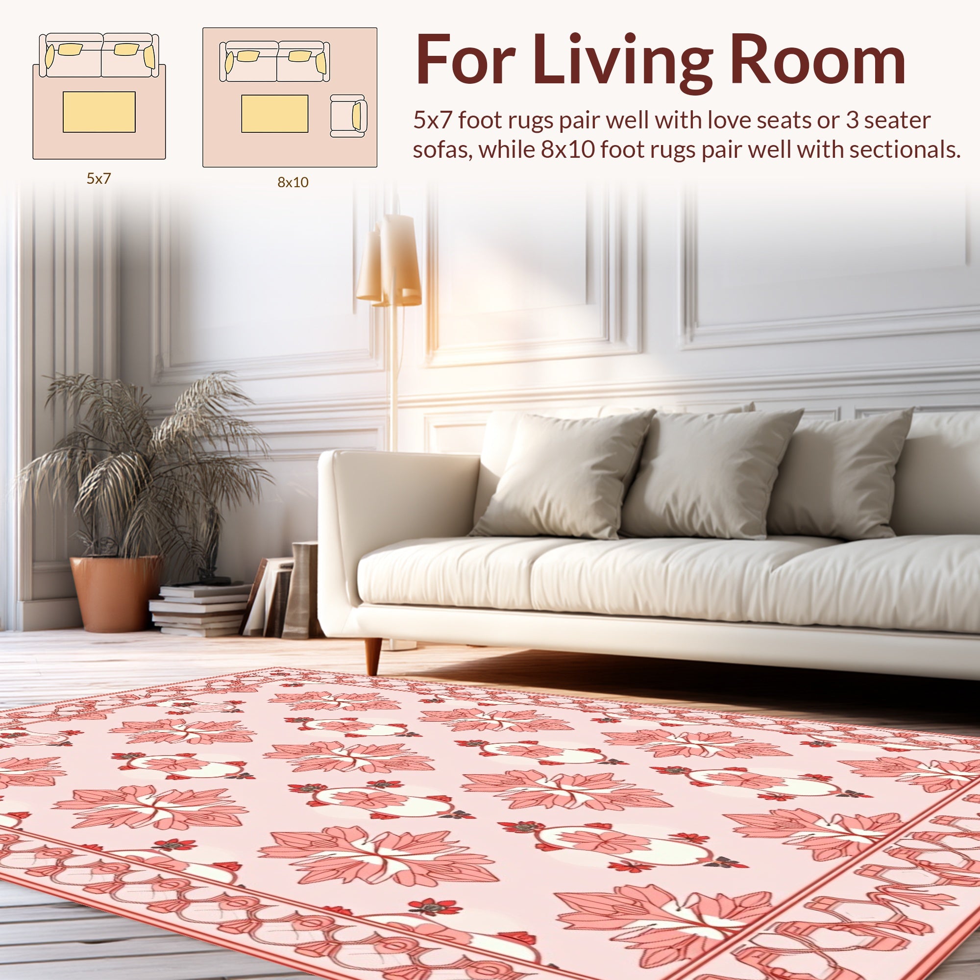 Coral Floral Elegant Classic Pattern Rug