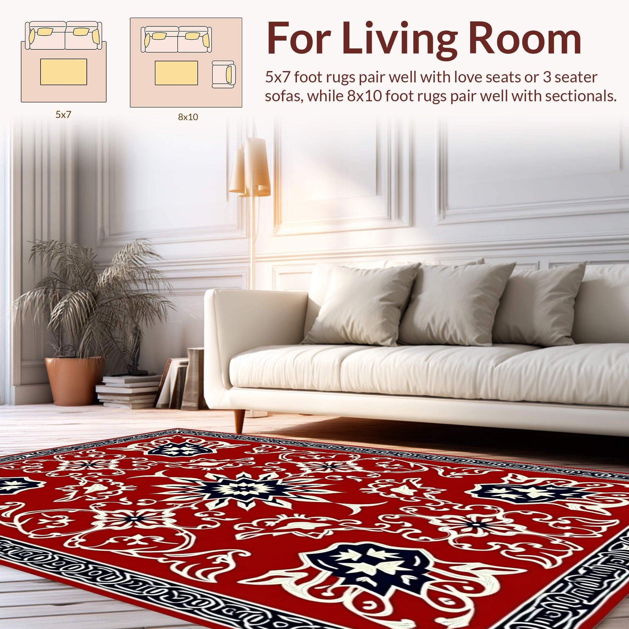 Classic Red Floral Medallion Design Rug