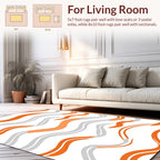 Abstract Wavy Orange Gray Lines Rug