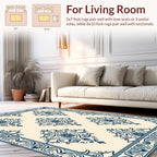 Classic Blue Floral Damask Design Rug