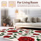 Vibrant Red Rose Garden Pattern Rug