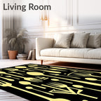 Gold Flatware Arrangement on Black Rug