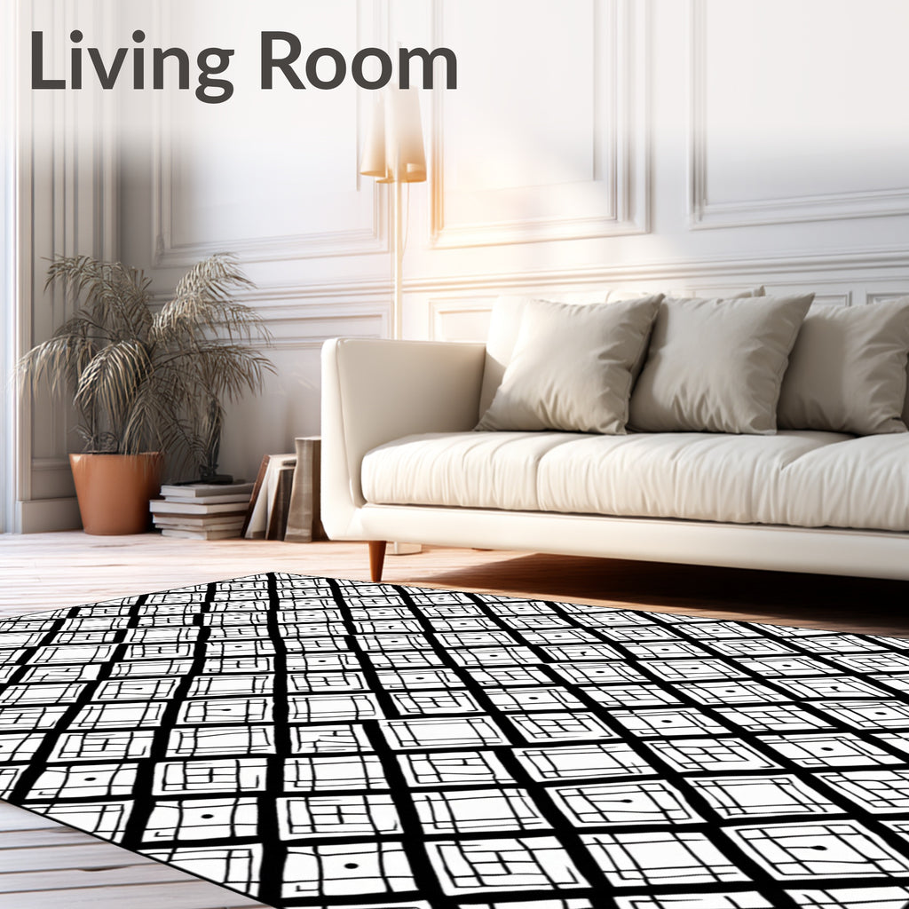 Black and White Diamond Pattern Rug