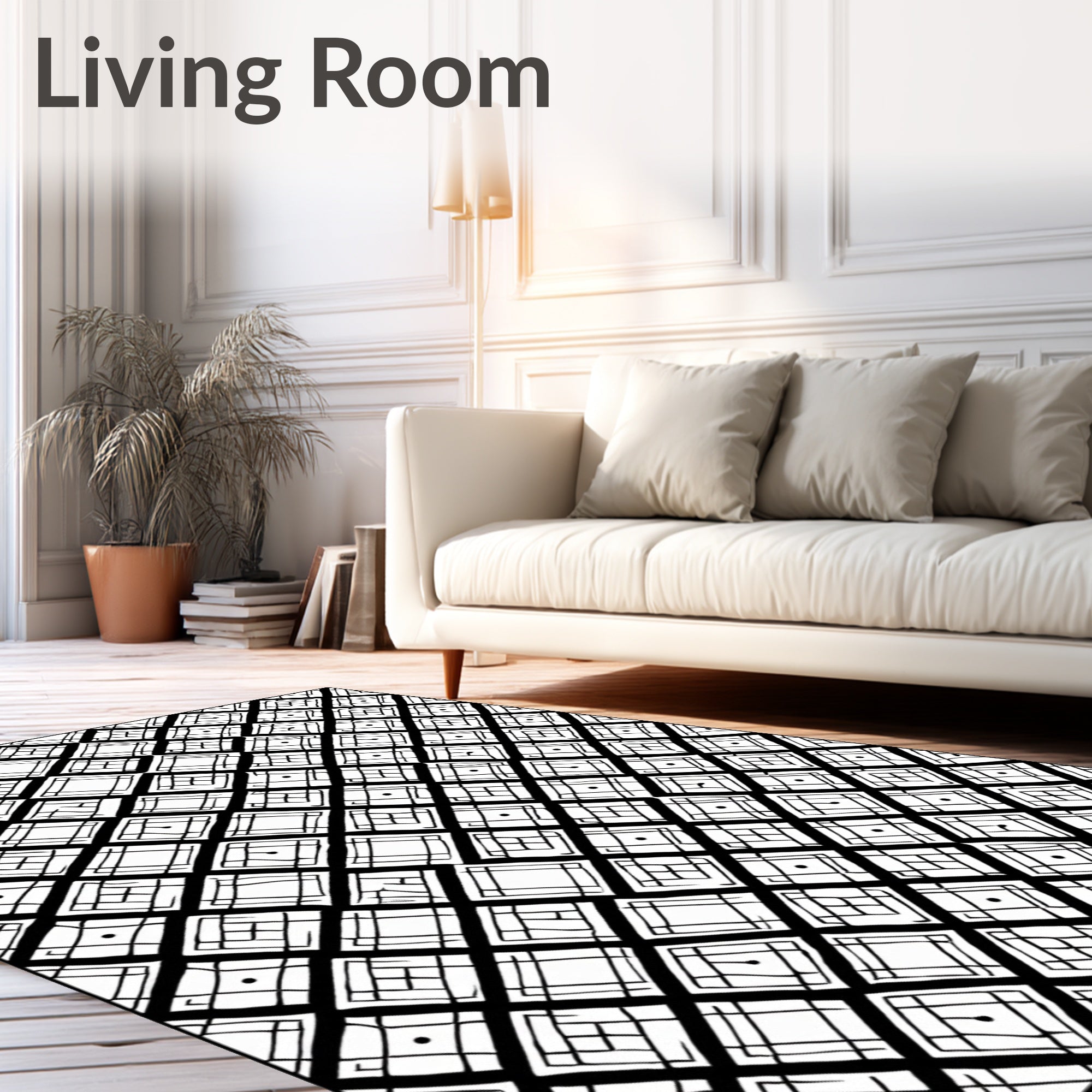 Black and White Diamond Pattern Rug