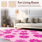Pink Floral Pattern With Swirl Centers Rug