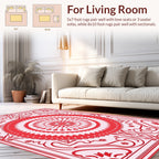 Red Floral Mandala Patterned Rug