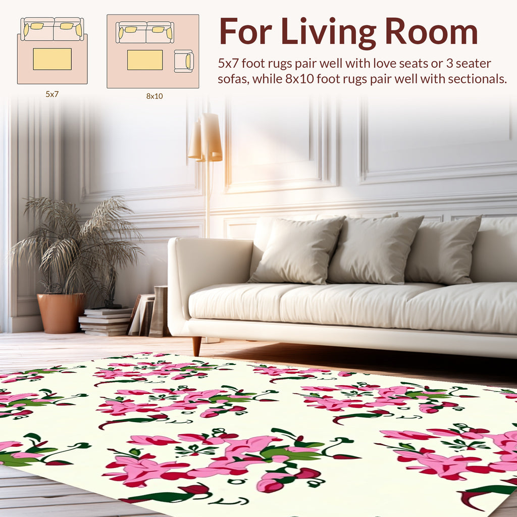 Pink Flower Pattern Design Rug
