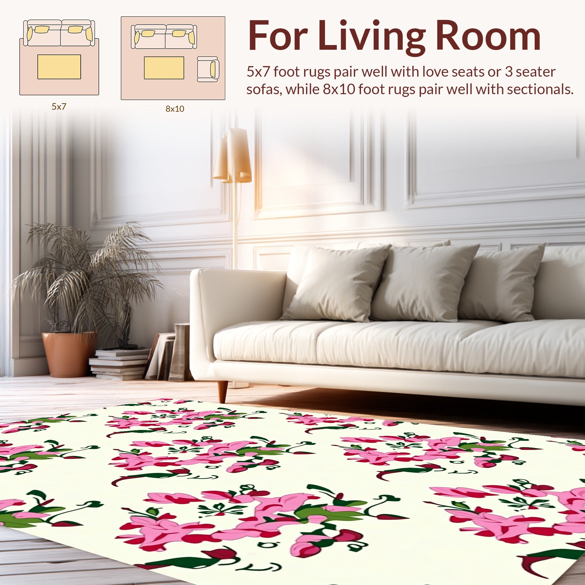 Pink Flower Pattern Design Rug