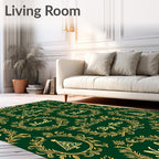 Emerald Gold Noel Wreath Medallion Rug
