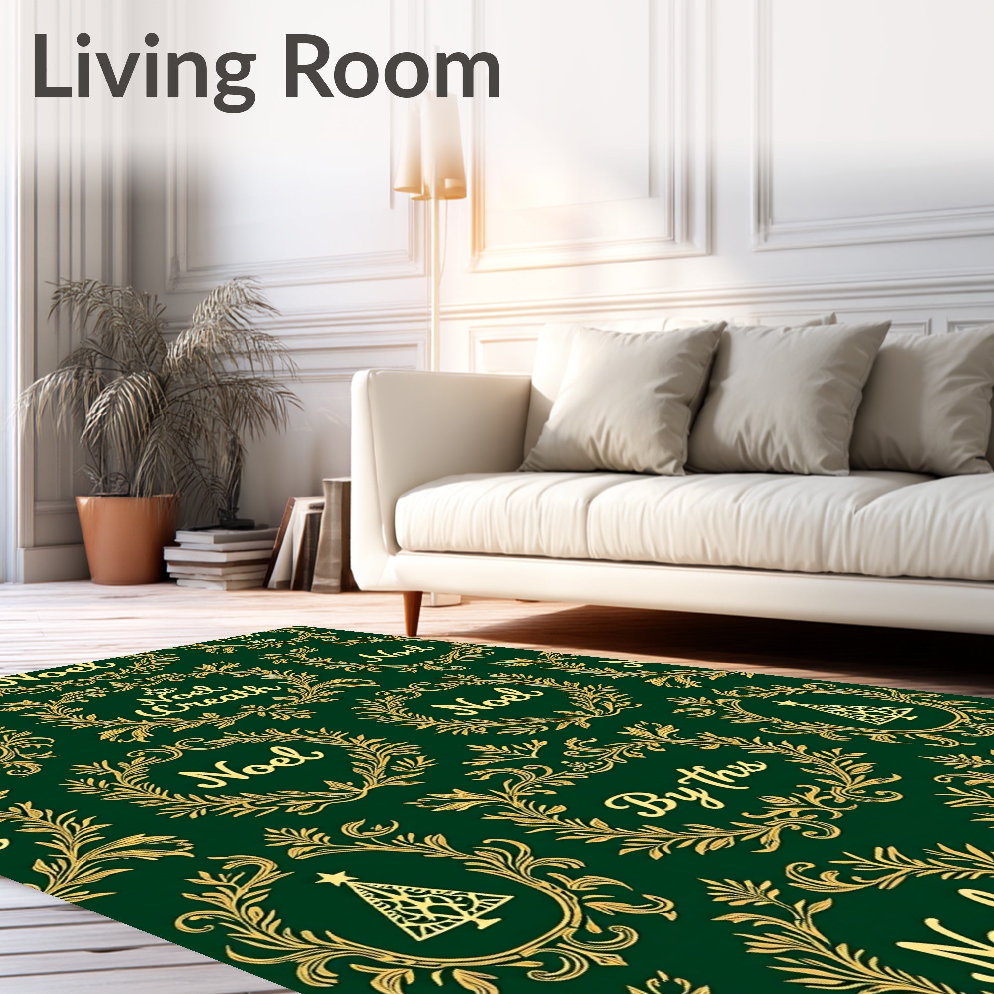 Emerald Gold Noel Wreath Medallion Rug