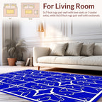 Abstract Blue White Geometric Pattern Rug