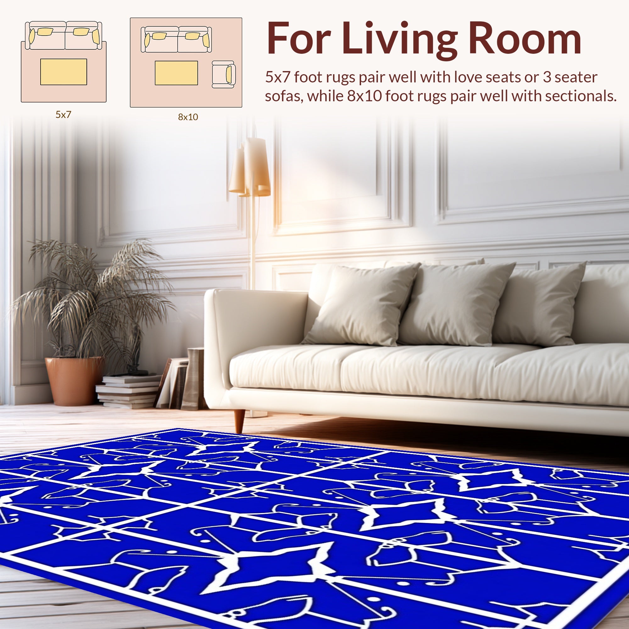Abstract Blue White Geometric Pattern Rug