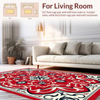 Bold Red Cream Floral Medallion Rug