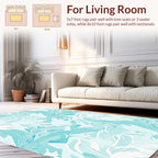 Cool Toned Abstract Floral Pattern Rug