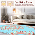 Aqua Sunburst Geometric Pattern Rug