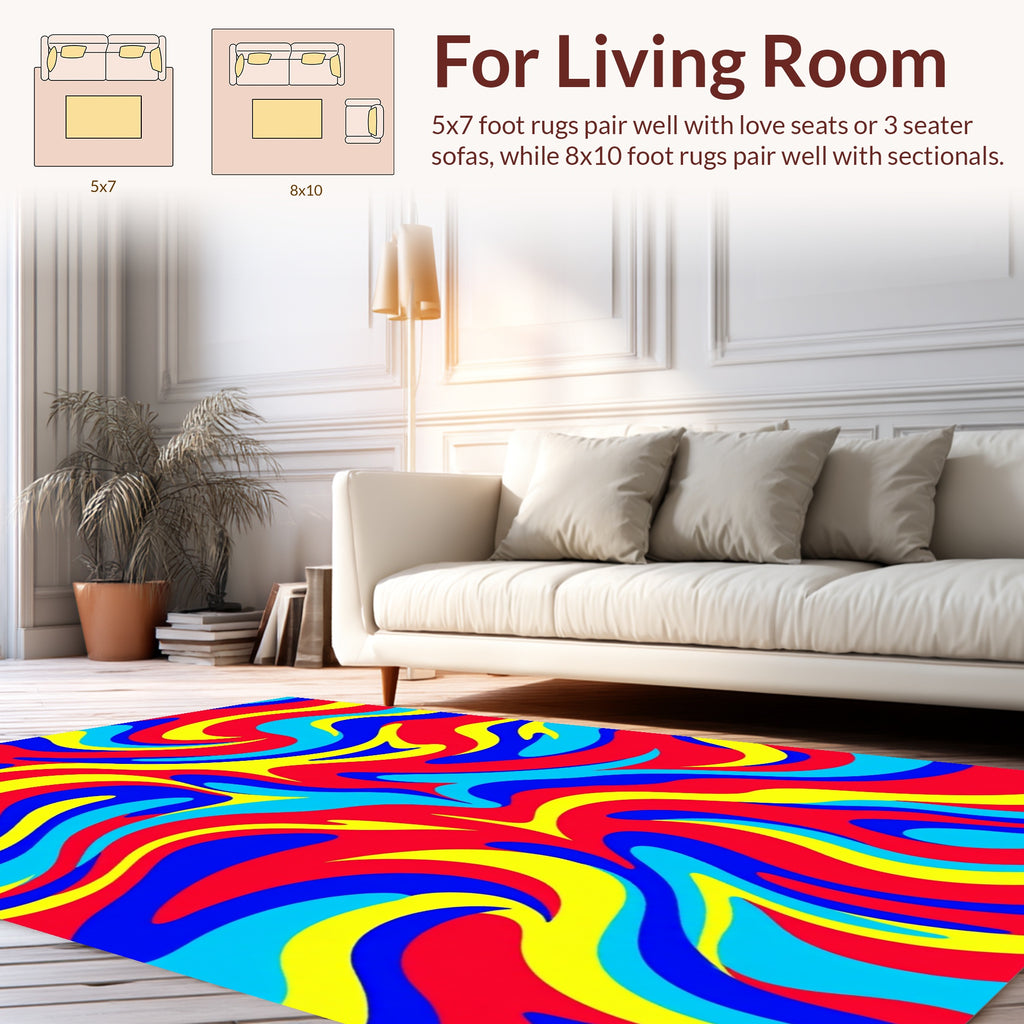 Vibrant Swirling Funky Pattern Rug