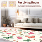 Delicate Butterfly and Floral Pattern Rug
