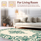 Elegant Teal Floral Scroll Pattern Rug