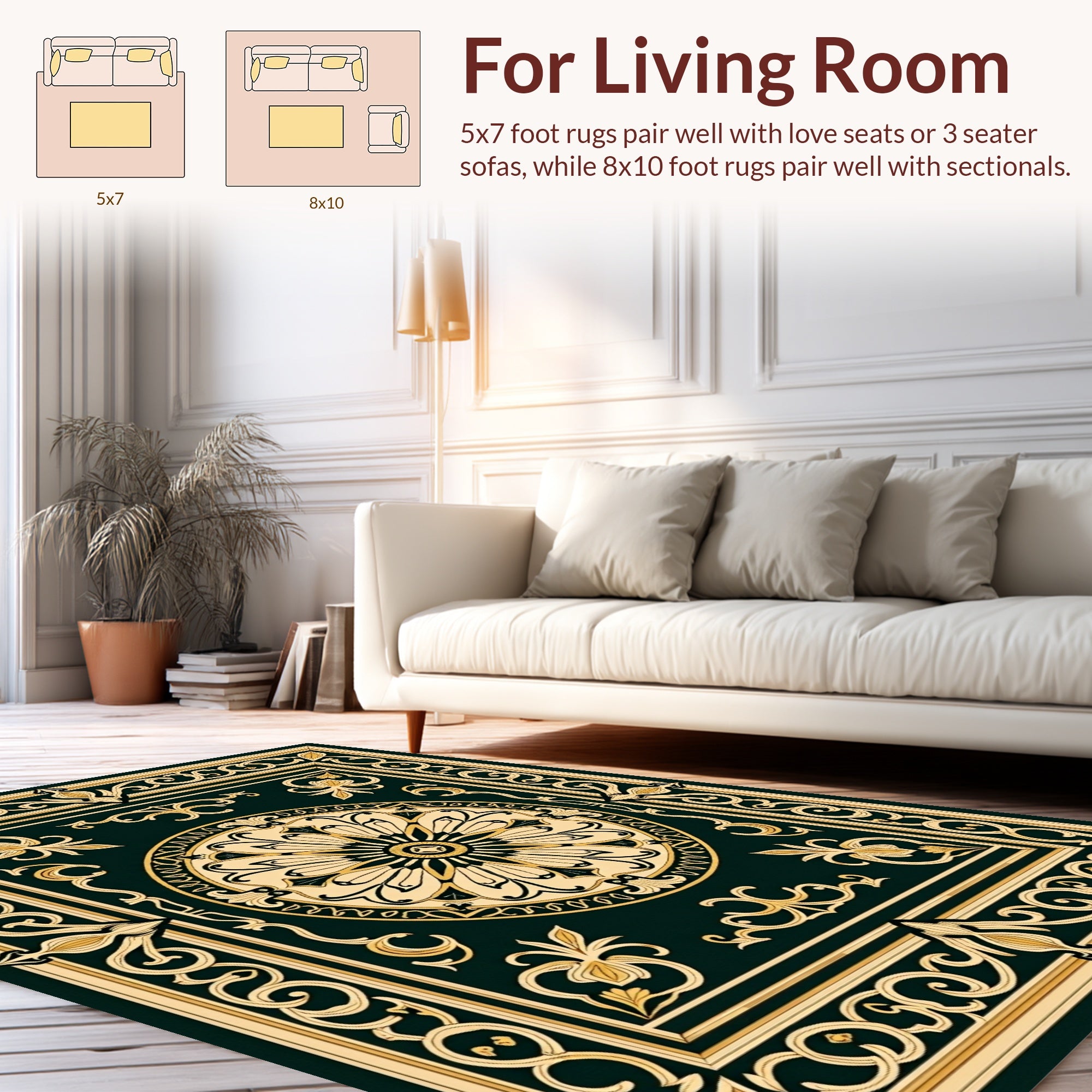 Ornate Black Gold Floral Rug