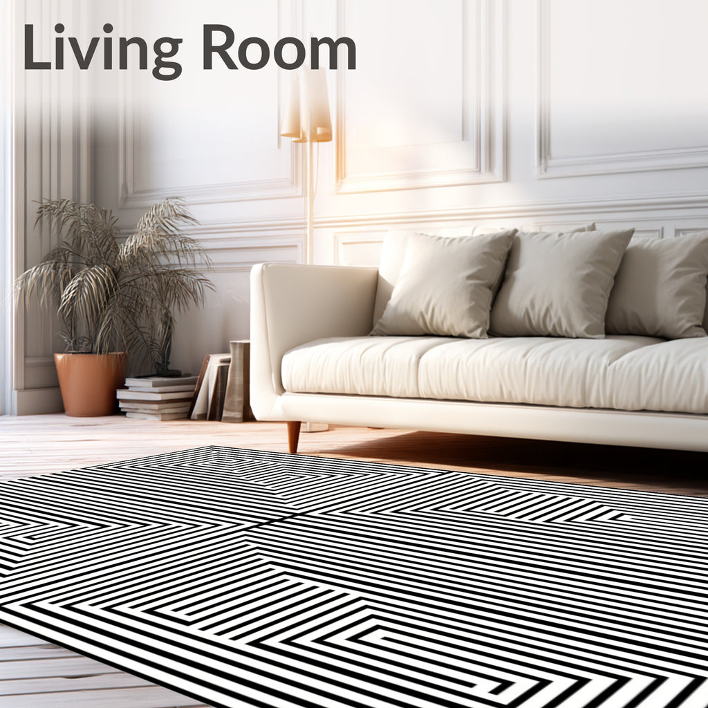 Modern Parallel Lines Geometric Pattern Rug