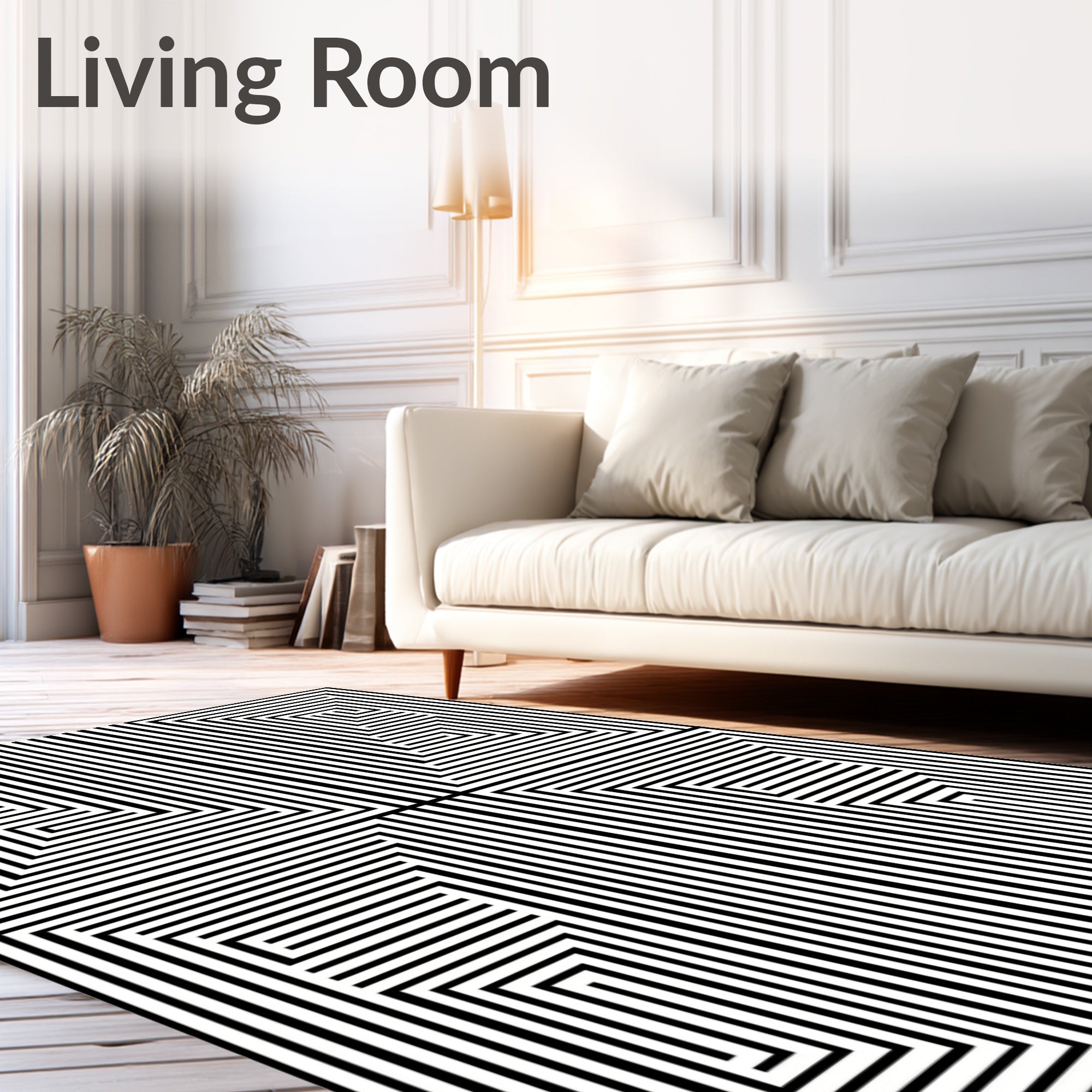 Modern Parallel Lines Geometric Pattern Rug