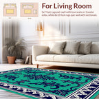 Emerald Teal Oriental Inspired Floral Rug
