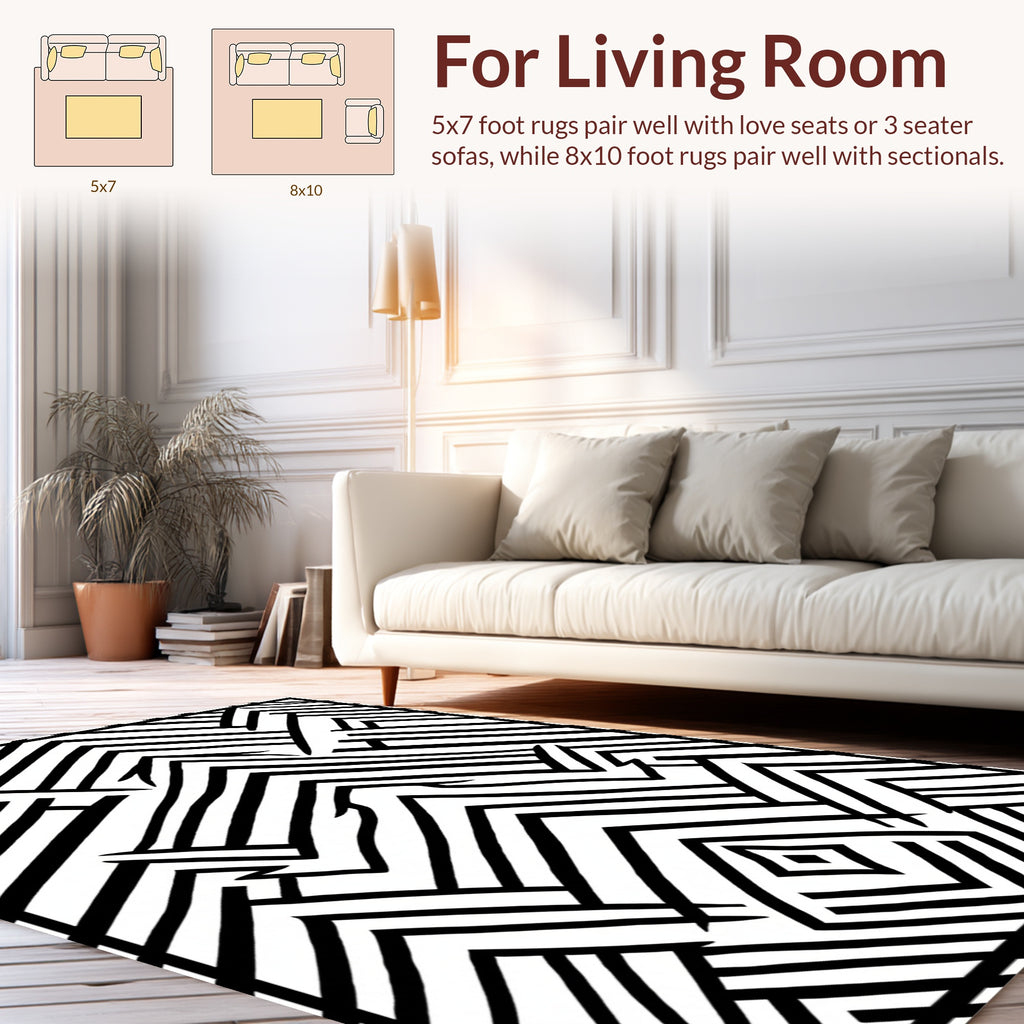 Bold Geometric Stripe Abstract Design Rug