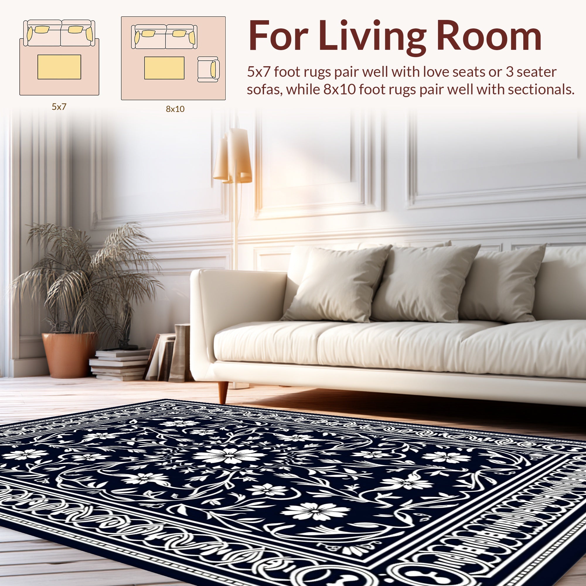 Ornate Floral Scrollwork Design Rug