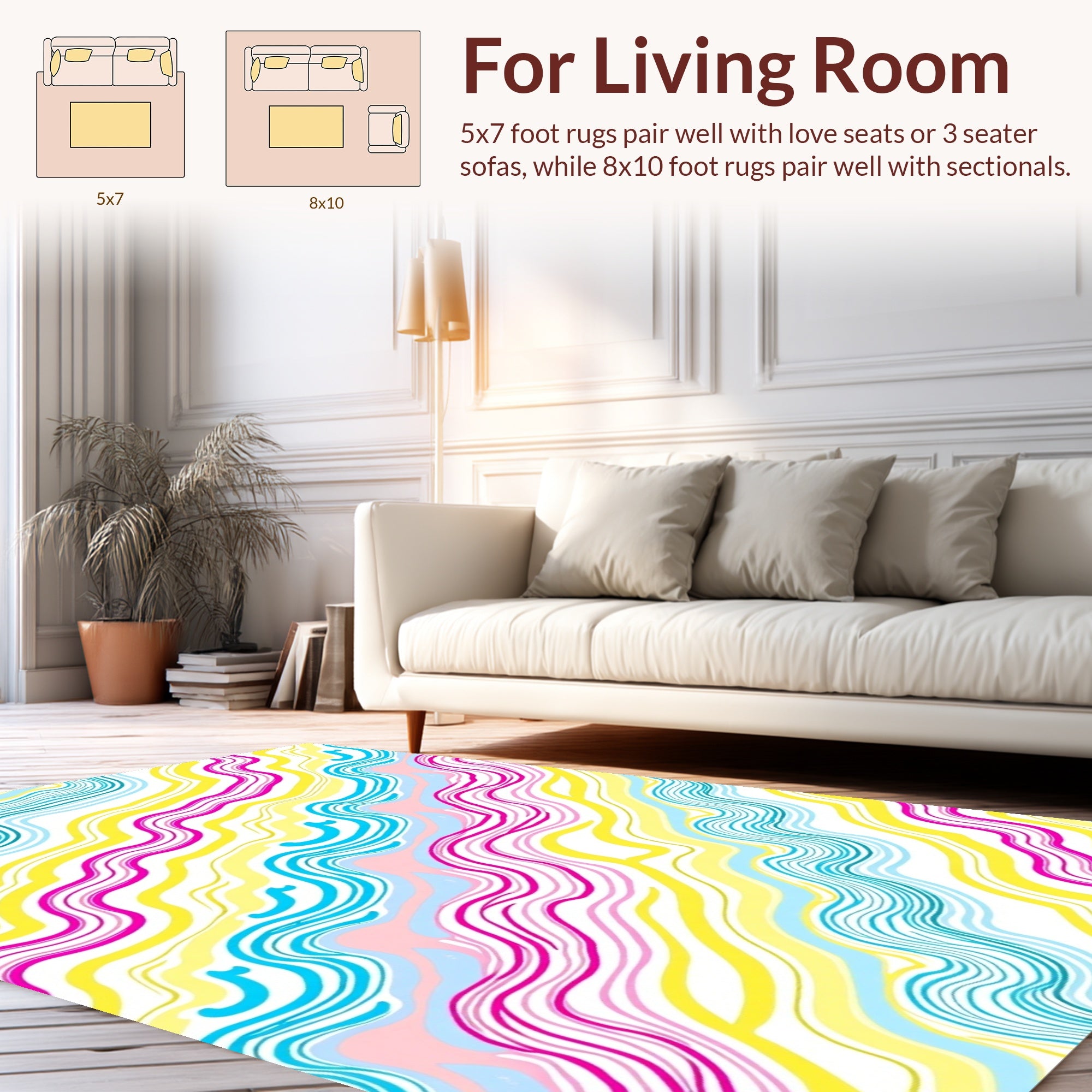 Colorful Wavy Striped Abstract Rug