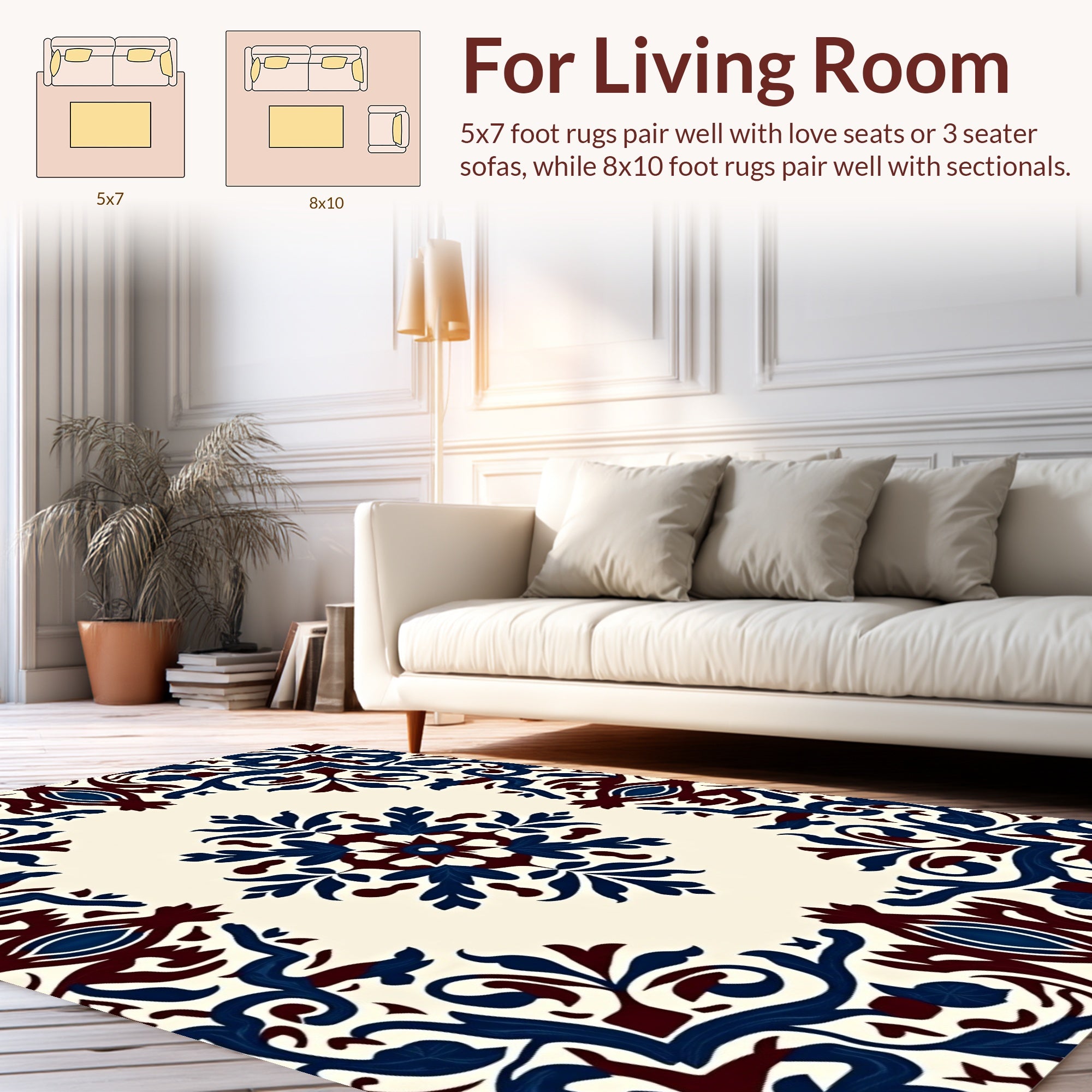 Classic Floral Medallion Indigo Rug
