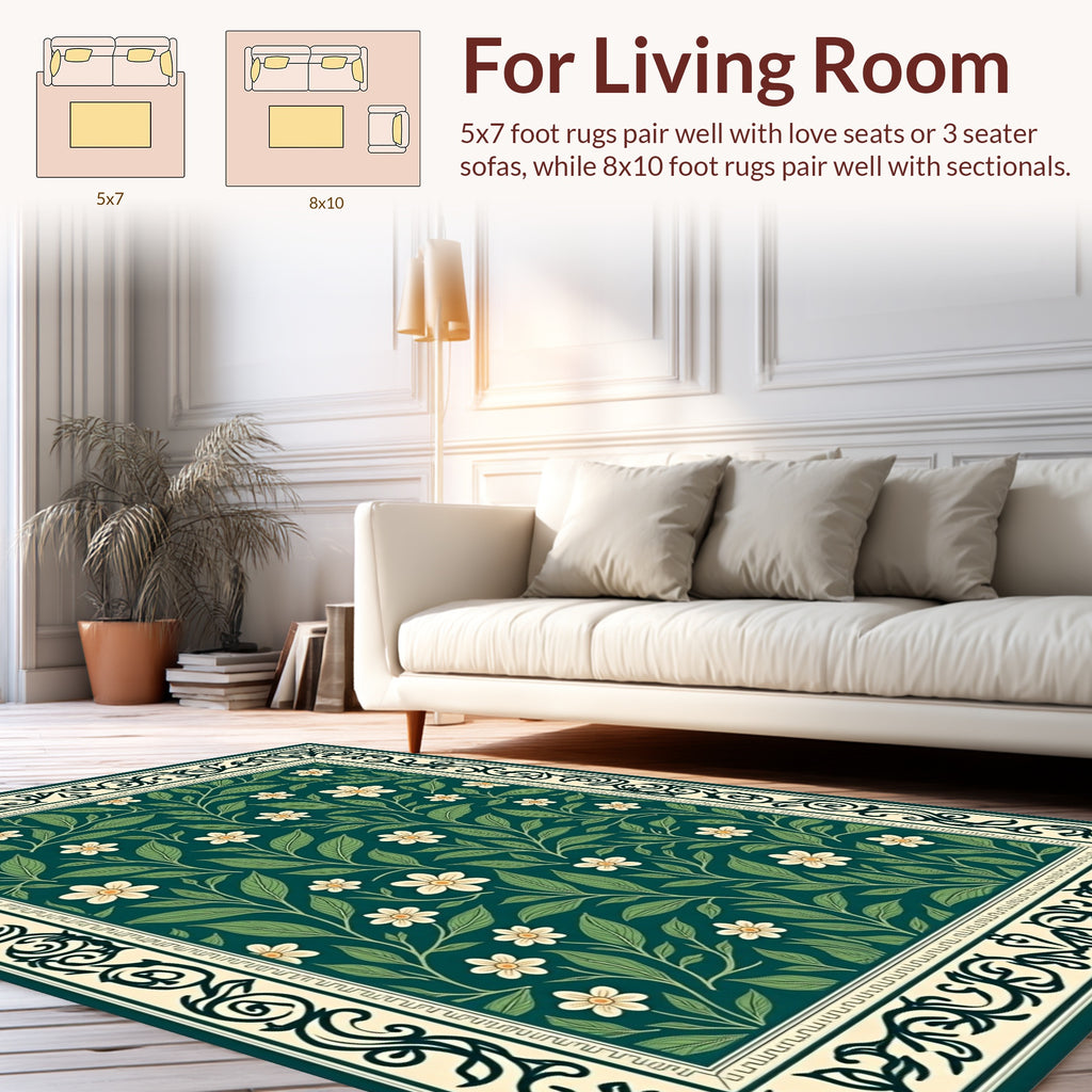 Dark Floral Vine Pattern Rug