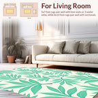 Teal Leaf Patterned Tropical Design Rug