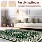 Ornate Floral Patterned Emerald Rug