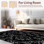 Black and White Abstract Floral Symmetry Rug