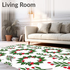 Whimsical Holly Berry Wreath Garland Rug