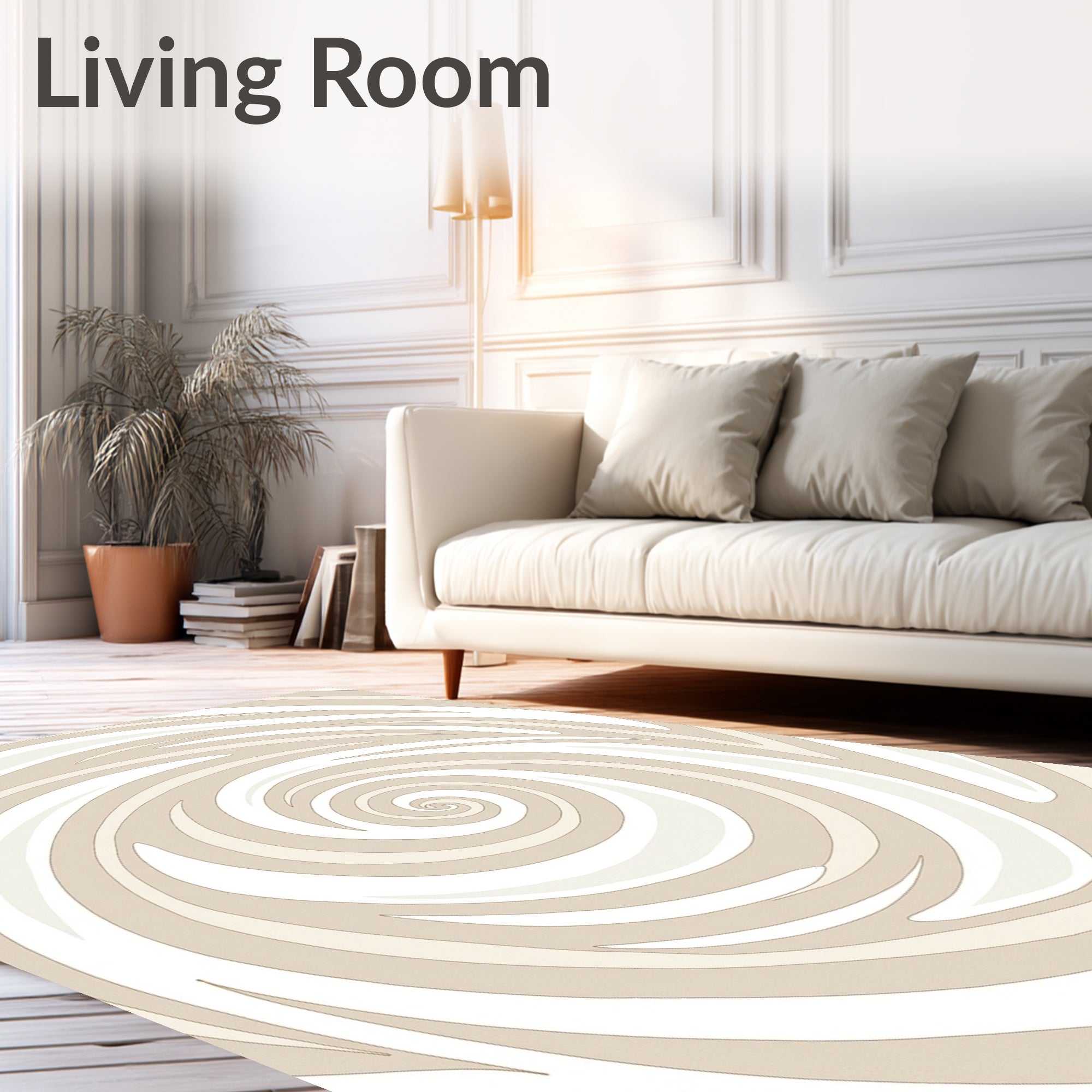Abstract Swirl Pattern Neutral Tones Rug