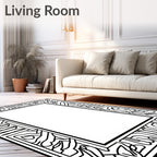 Bold Black Art Deco Border Rug