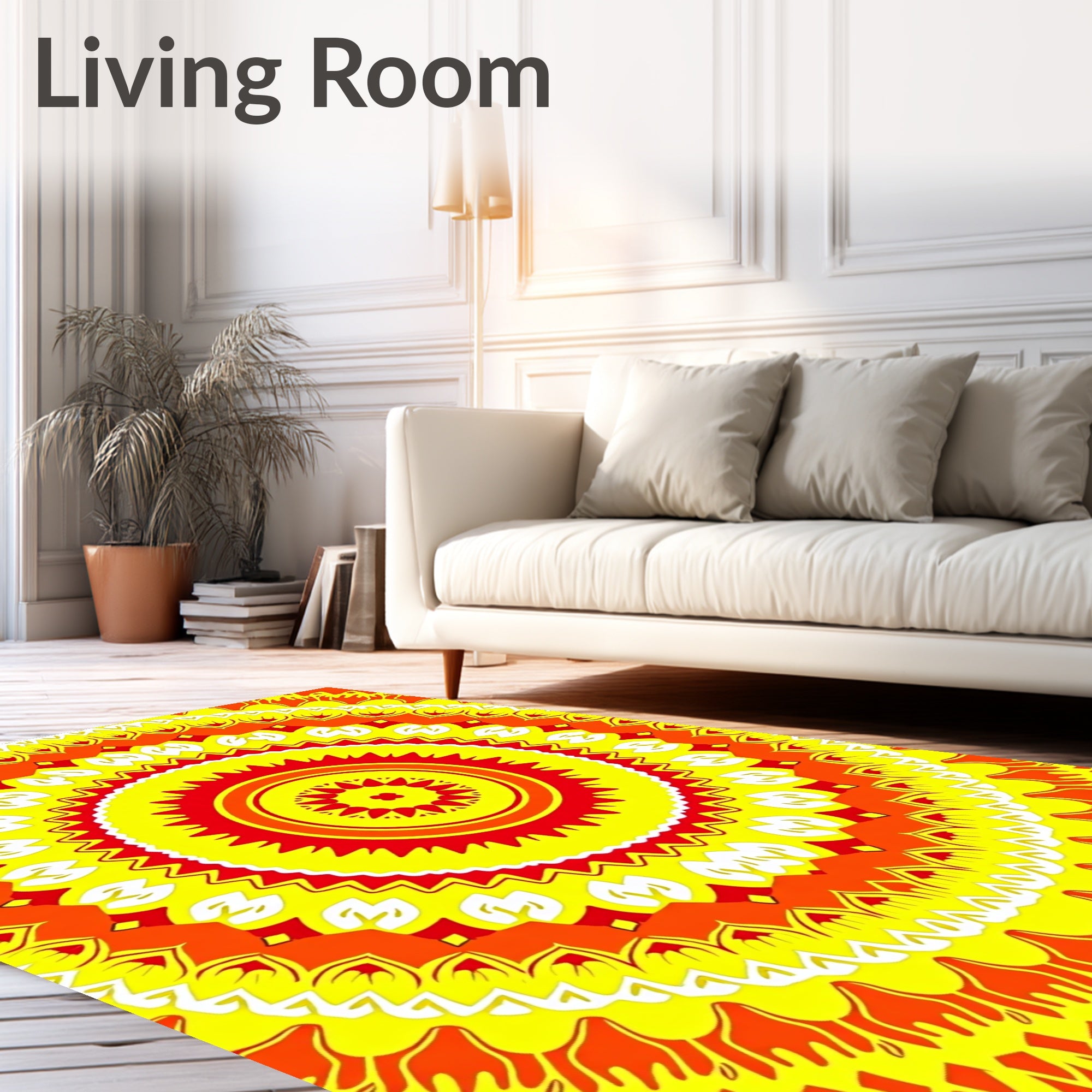 Bright Sunburst Mandala Pattern Rug