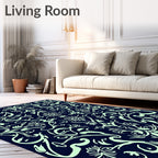 Pale Green Vintage Floral Scroll Rug