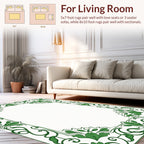 Green Floral Swirls Border Rug